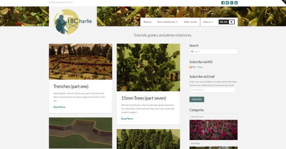 A website for hobby blogging and terrain/model selling, using Wordpress and Woocommerce.