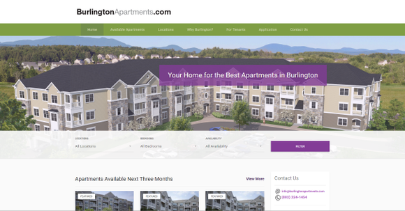 New website for Burlington Apartments, using Wordpress.