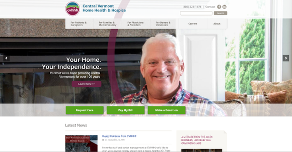 New website for Central Vermont Health and Hospice, using Wordpress. Sister site to vnacares.org.