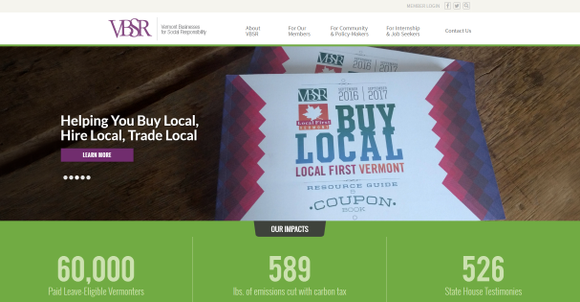 New website for Vermont Businesses for Social Responsibility, using Wordpress.