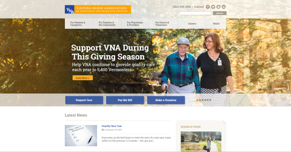 New website for the Visiting Nurse Association of Chittenden and Grand Isle Counties, using Wordpress. Sister site to cvhhh.org.